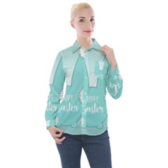 Easter Bunny Cutout Background 2402 Women s Long Sleeve Pocket Shirt