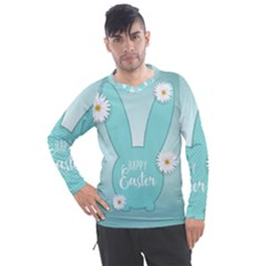 Easter Bunny Cutout Background 2402 Men s Pique Long Sleeve Tee