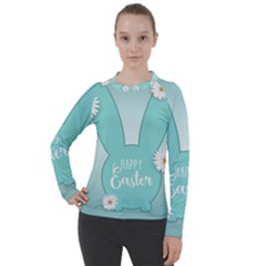 Easter Bunny Cutout Background 2402 Women s Pique Long Sleeve Tee