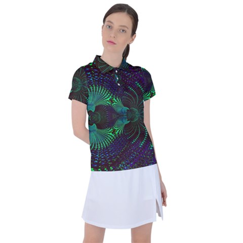 Fractal Flower Women s Polo Tee by Sparkle