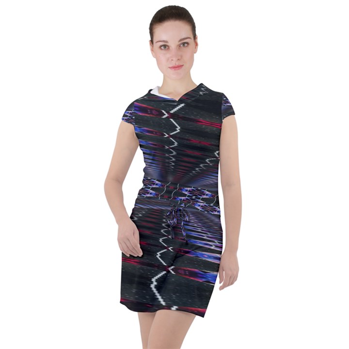 Digital Room Drawstring Hooded Dress