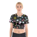 Memphis design seamless pattern Cotton Crop Top View1