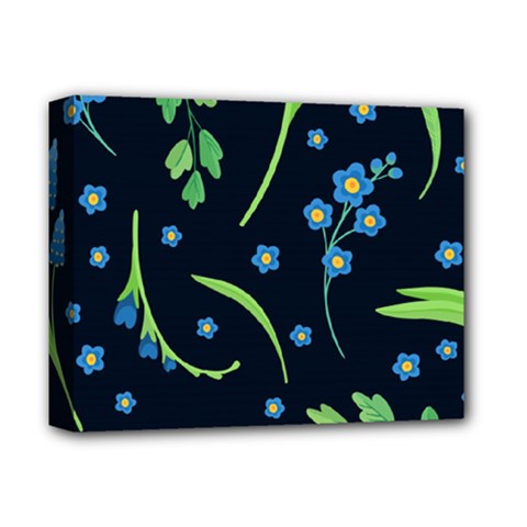 Abstract Wildflowers Dark Blue Background-blue Flowers Blossoms Flat Retro Seamless Pattern Daisy Deluxe Canvas 14  X 11  (stretched) by BangZart