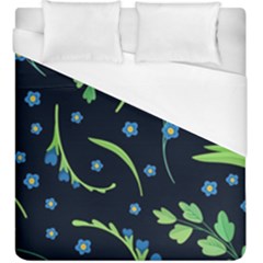 Abstract Wildflowers Dark Blue Background-blue Flowers Blossoms Flat Retro Seamless Pattern Daisy Duvet Cover (king Size) by BangZart