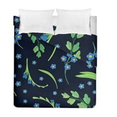 Abstract Wildflowers Dark Blue Background-blue Flowers Blossoms Flat Retro Seamless Pattern Daisy Duvet Cover Double Side (full/ Double Size) by BangZart