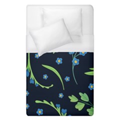 Abstract Wildflowers Dark Blue Background-blue Flowers Blossoms Flat Retro Seamless Pattern Daisy Duvet Cover (single Size) by BangZart