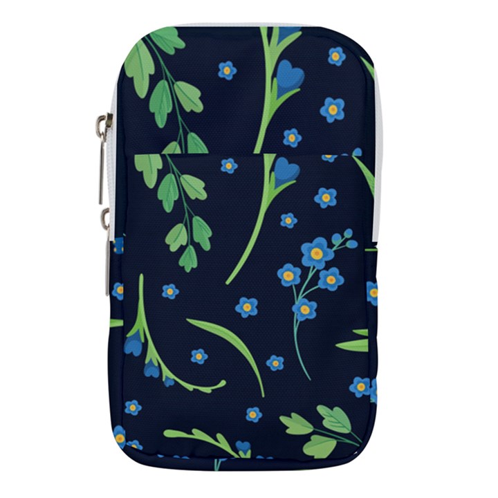 Abstract wildflowers dark blue background-blue flowers blossoms flat retro seamless pattern daisy Waist Pouch (Small)