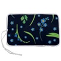 Abstract wildflowers dark blue background-blue flowers blossoms flat retro seamless pattern daisy Pen Storage Case (S) View1