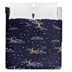 Hand Drawn Scratch Style Night Sky With Moon Cloud Space Among Stars Seamless Pattern Vector Design  Duvet Cover Double Side (queen Size) by BangZart