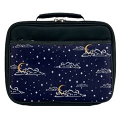 Hand Drawn Scratch Style Night Sky With Moon Cloud Space Among Stars Seamless Pattern Vector Design  Lunch Bag by BangZart