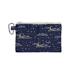 Hand Drawn Scratch Style Night Sky With Moon Cloud Space Among Stars Seamless Pattern Vector Design  Canvas Cosmetic Bag (small) by BangZart