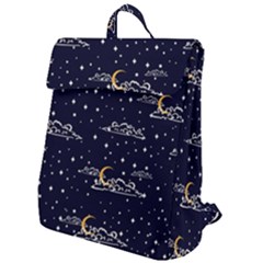 Hand Drawn Scratch Style Night Sky With Moon Cloud Space Among Stars Seamless Pattern Vector Design  Flap Top Backpack by BangZart