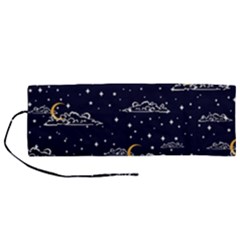 Hand Drawn Scratch Style Night Sky With Moon Cloud Space Among Stars Seamless Pattern Vector Design  Roll Up Canvas Pencil Holder (m) by BangZart