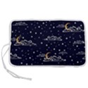 Hand drawn scratch style night sky with moon cloud space among stars seamless pattern vector design  Pen Storage Case (S) View1