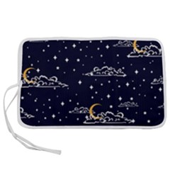 Hand Drawn Scratch Style Night Sky With Moon Cloud Space Among Stars Seamless Pattern Vector Design  Pen Storage Case (m) by BangZart