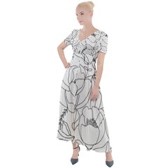 Contemporary Nature Seamless Pattern Button Up Short Sleeve Maxi Dress by BangZart