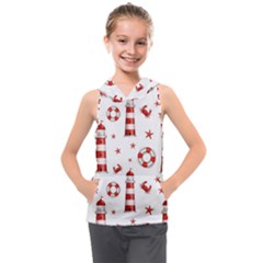 Nautical Seamless Pattern Kids  Sleeveless Hoodie by BangZart