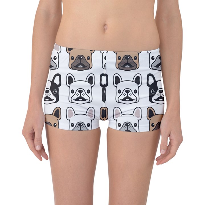 Dog french bulldog seamless pattern face head Boyleg Bikini Bottoms