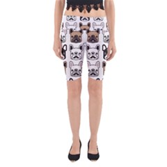 Dog French Bulldog Seamless Pattern Face Head Yoga Cropped Leggings by BangZart