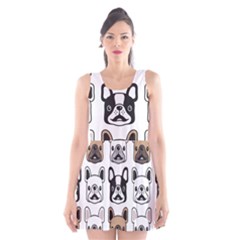 Dog French Bulldog Seamless Pattern Face Head Scoop Neck Skater Dress by BangZart