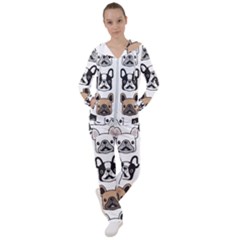 Dog French Bulldog Seamless Pattern Face Head Women s Tracksuit by BangZart