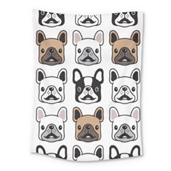 Dog French Bulldog Seamless Pattern Face Head Medium Tapestry by BangZart