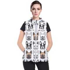 Dog French Bulldog Seamless Pattern Face Head Women s Puffer Vest by BangZart