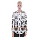 Dog french bulldog seamless pattern face head Womens Long Sleeve Shirt View1