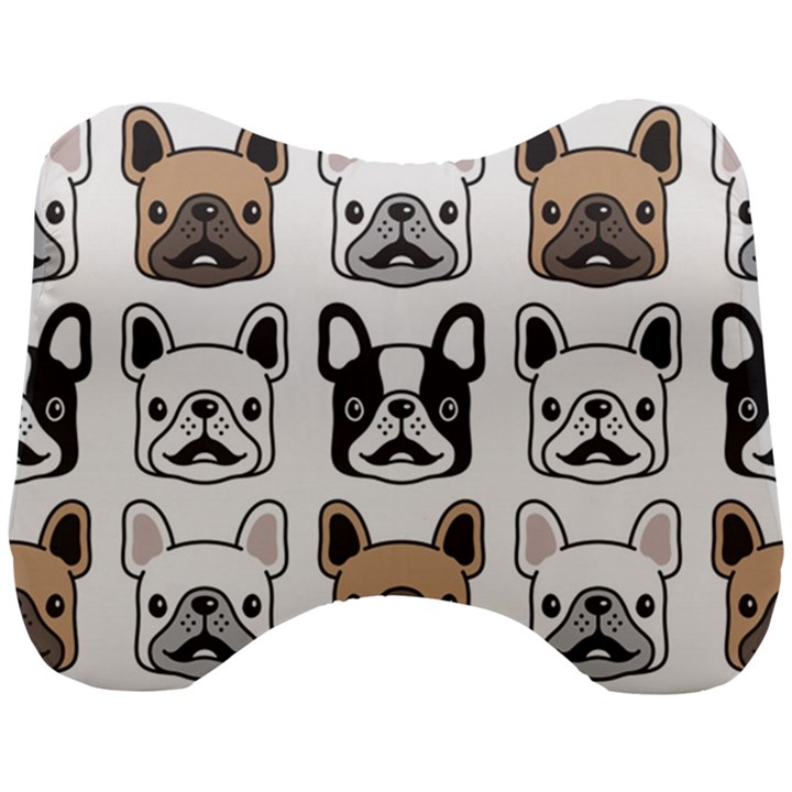 Dog french bulldog seamless pattern face head Head Support Cushion