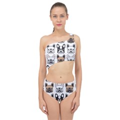 Dog French Bulldog Seamless Pattern Face Head Spliced Up Two Piece Swimsuit by BangZart