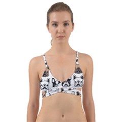 Dog French Bulldog Seamless Pattern Face Head Wrap Around Bikini Top by BangZart