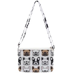 Dog French Bulldog Seamless Pattern Face Head Double Gusset Crossbody Bag by BangZart