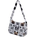 Dog french bulldog seamless pattern face head Zip Up Shoulder Bag View2