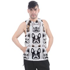 Dog French Bulldog Seamless Pattern Face Head Men s Sleeveless Hoodie by BangZart