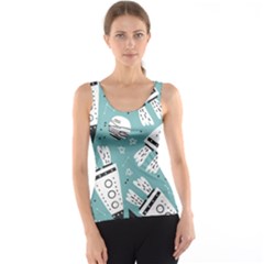 Cute Seamless Pattern With Rocket Planets Stars Tank Top by BangZart