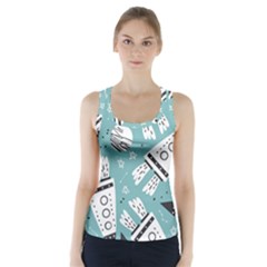 Cute Seamless Pattern With Rocket Planets Stars Racer Back Sports Top by BangZart