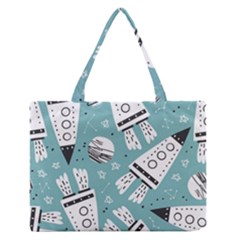 Cute Seamless Pattern With Rocket Planets Stars Zipper Medium Tote Bag by BangZart