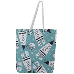 Cute Seamless Pattern With Rocket Planets Stars Full Print Rope Handle Tote (large) by BangZart