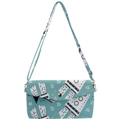 Cute Seamless Pattern With Rocket Planets Stars Removable Strap Clutch Bag