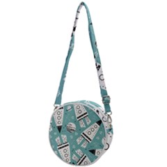 Cute Seamless Pattern With Rocket Planets Stars Crossbody Circle Bag