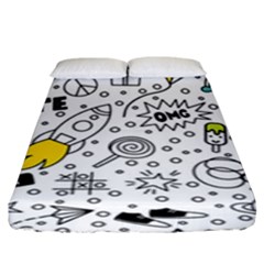 Set Cute Colorful Doodle Hand Drawing Fitted Sheet (king Size) by BangZart