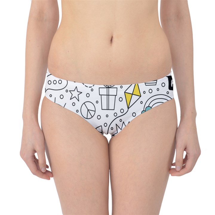 Set cute colorful doodle hand drawing Hipster Bikini Bottoms