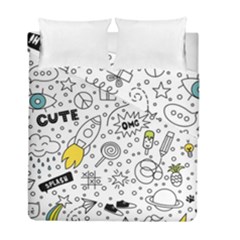 Set Cute Colorful Doodle Hand Drawing Duvet Cover Double Side (full/ Double Size) by BangZart