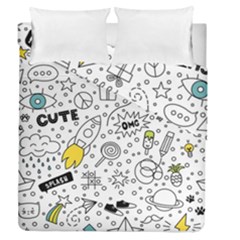 Set Cute Colorful Doodle Hand Drawing Duvet Cover Double Side (queen Size) by BangZart