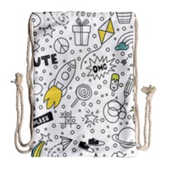 Set Cute Colorful Doodle Hand Drawing Drawstring Bag (large) by BangZart