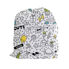 Set Cute Colorful Doodle Hand Drawing Drawstring Pouch (2xl) by BangZart