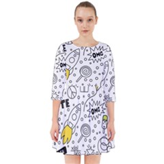 Set Cute Colorful Doodle Hand Drawing Smock Dress by BangZart