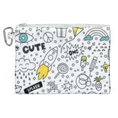 Set Cute Colorful Doodle Hand Drawing Canvas Cosmetic Bag (xl) by BangZart