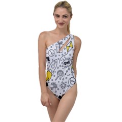 Set Cute Colorful Doodle Hand Drawing To One Side Swimsuit by BangZart