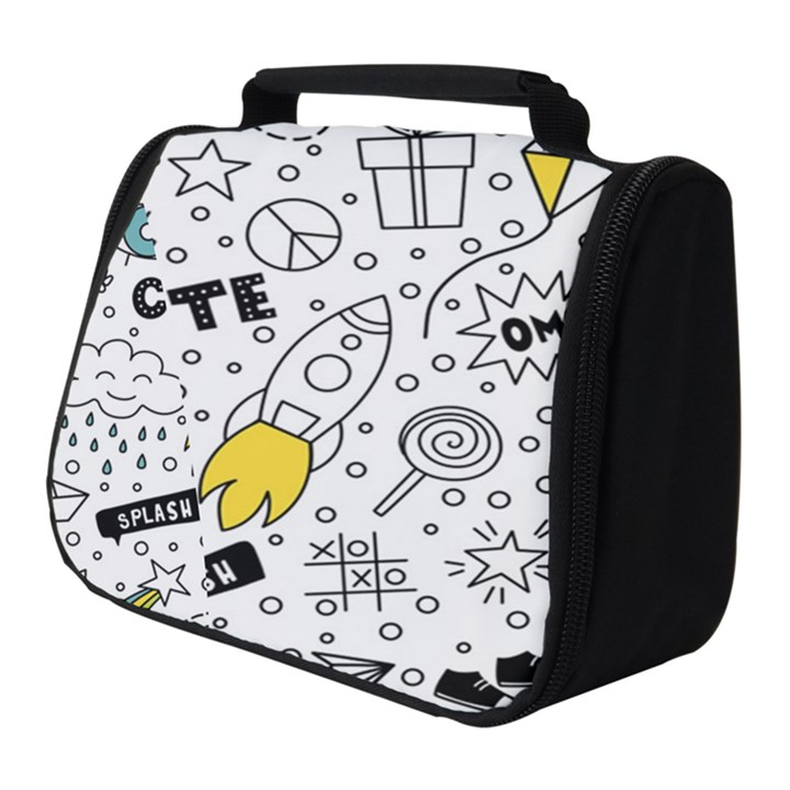 Set cute colorful doodle hand drawing Full Print Travel Pouch (Small)